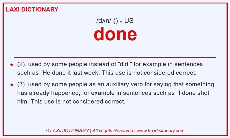 Definition done in American English