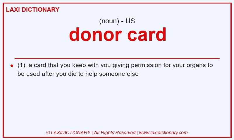 Definition donor card in American English