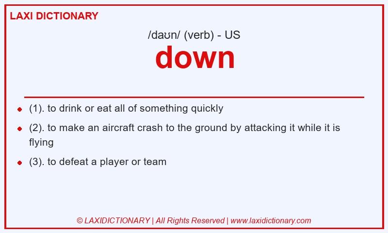 Definition down in American English