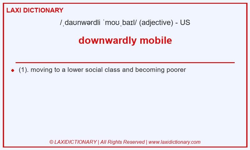Definition downwardly mobile in American English