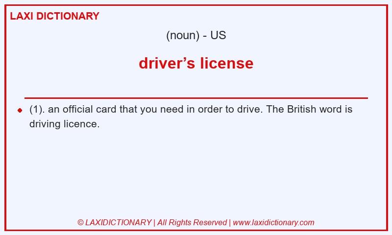 Definition driver’s license in American English