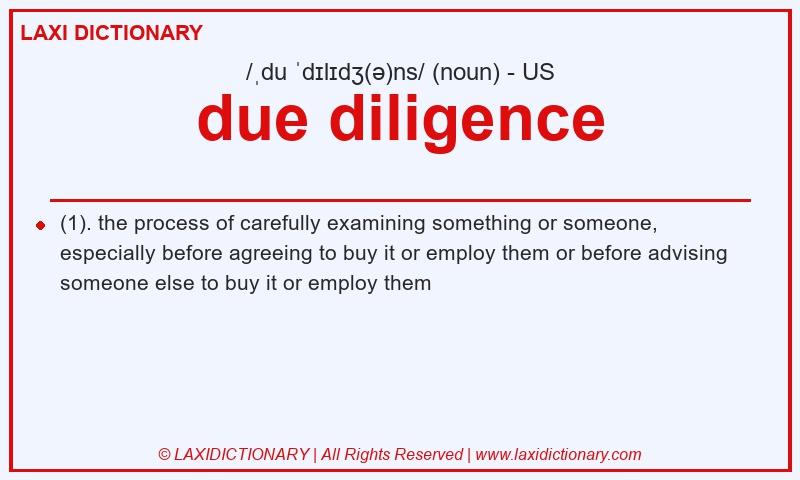 Definition due diligence in American English