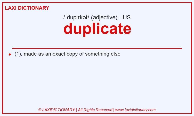 Definition duplicate in American English