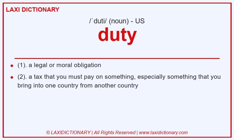 Definition duty in American English
