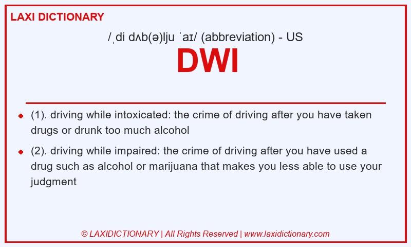 Definition DWI in American English