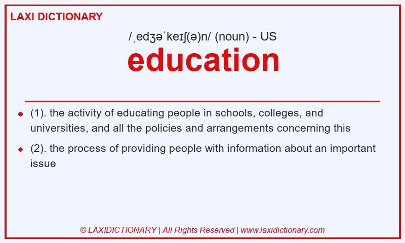 Definition education in American English