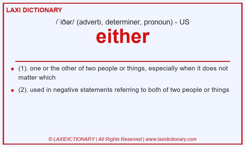Definition either in American English