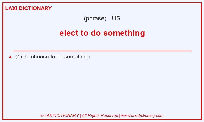 Definition elect to do something in American English