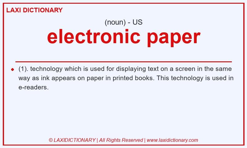 Definition electronic paper in American English