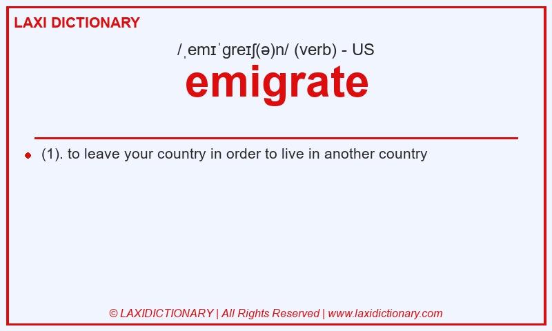 Definition emigrate in American English