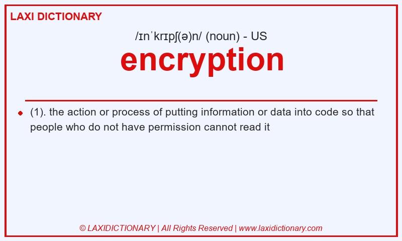 Definition encryption in American English