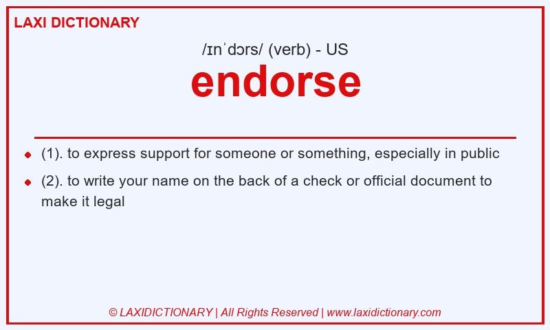 Definition endorse in American English