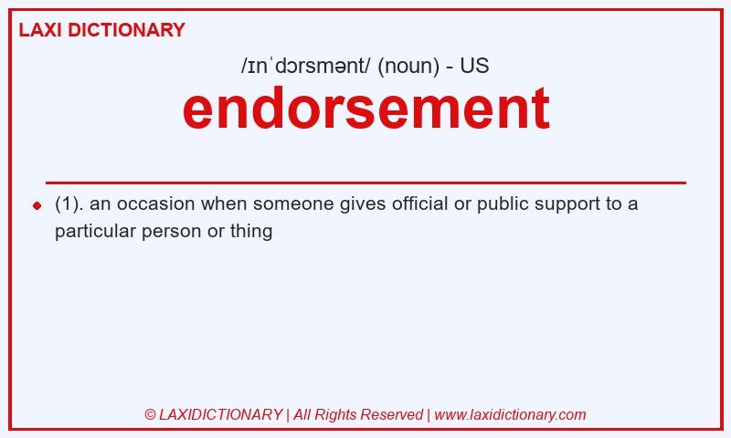 Definition endorsement in American English