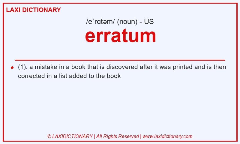 Definition erratum in American English