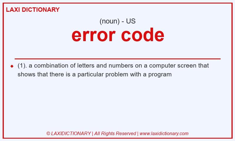Definition error code in American English