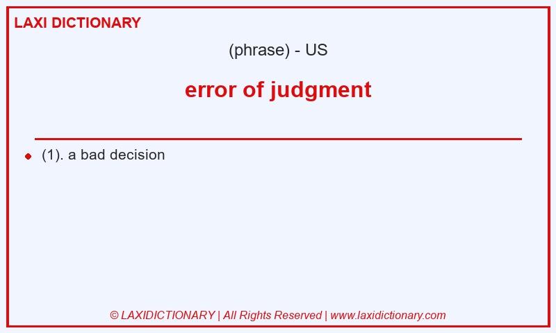 Definition error of judgment in American English