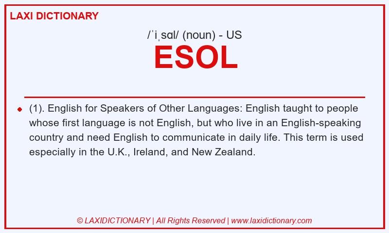 Definition ESOL in American English