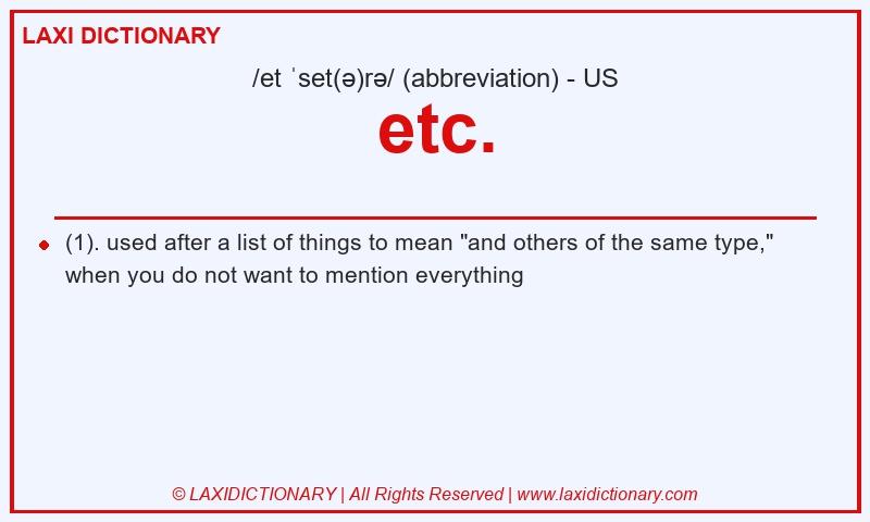 Definition etc. in American English
