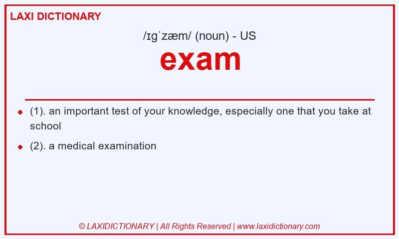 Definition exam in American English