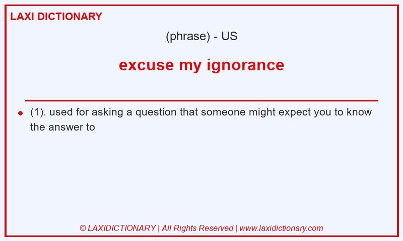 Definition excuse my ignorance in American English