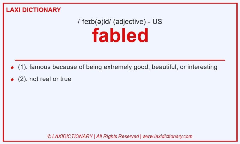 Definition fabled in American English