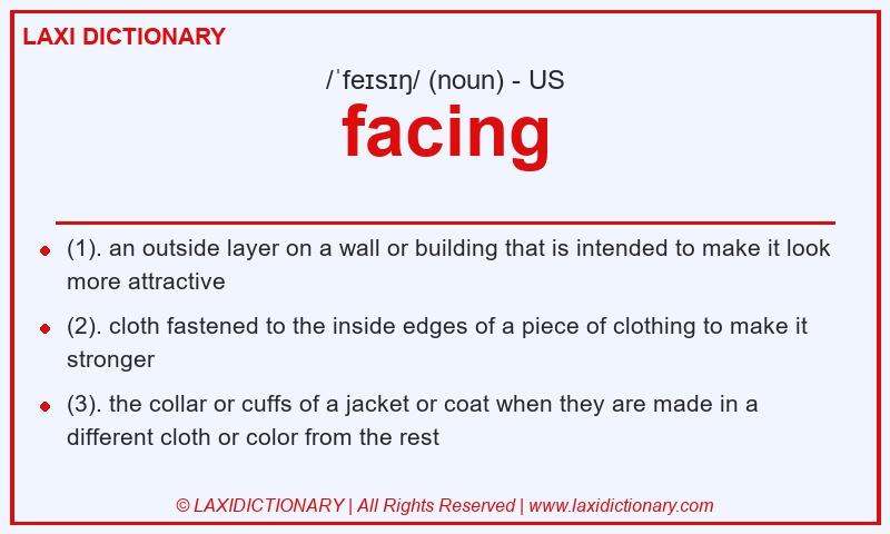 Definition facing in American English