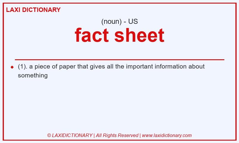 Definition fact sheet in American English