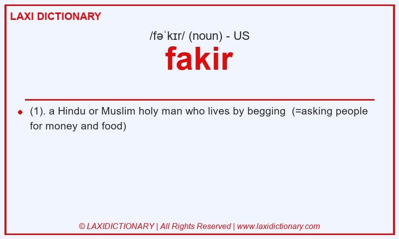 Definition fakir in American English
