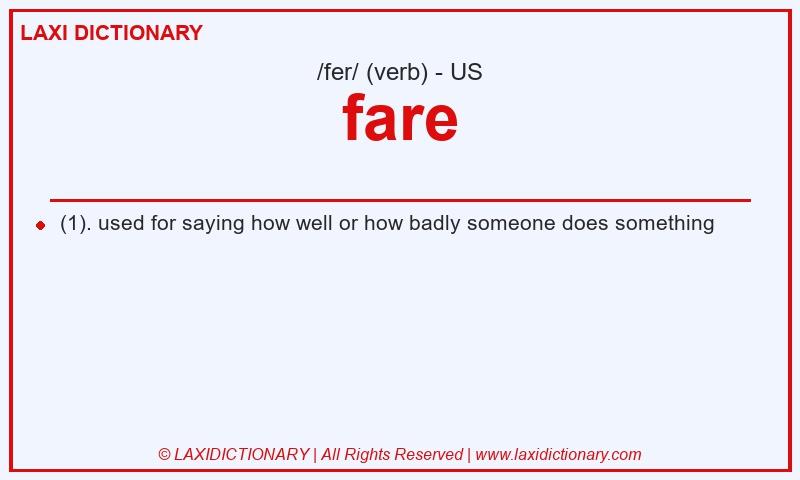 Definition fare in American English
