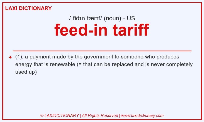 Definition feed-in tariff in American English