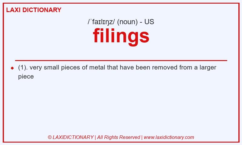 Definition filings in American English
