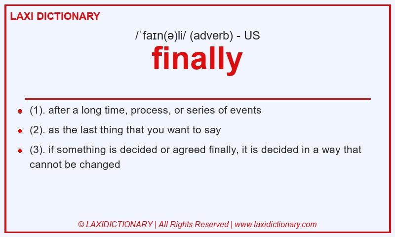 Definition finally in American English