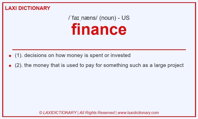 Definition finance in American English