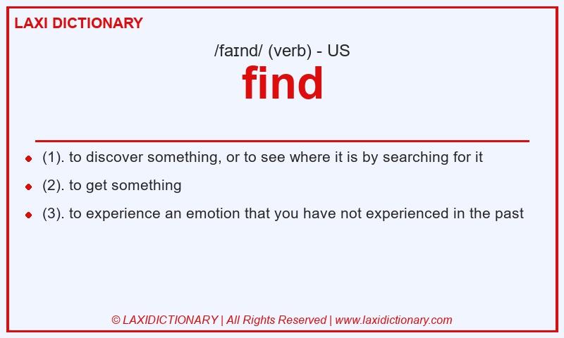 Definition find in American English