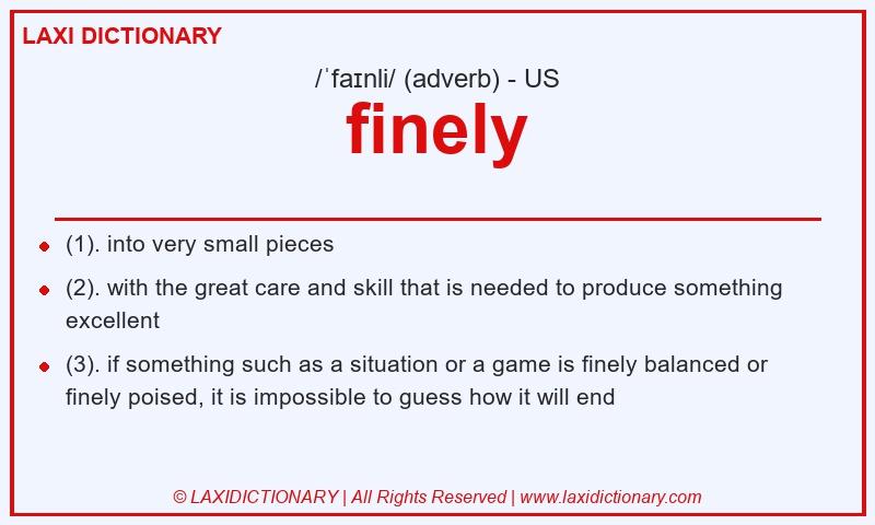 Definition finely in American English