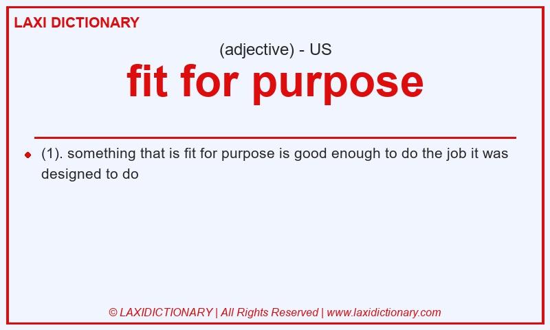 Definition fit for purpose in American English