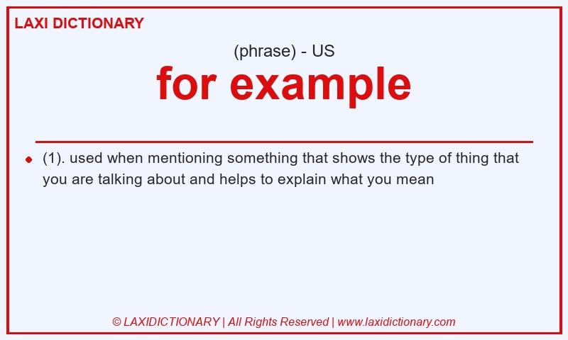 Definition for example in American English