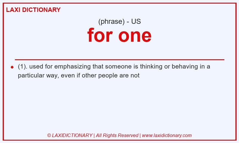 Definition for one in American English