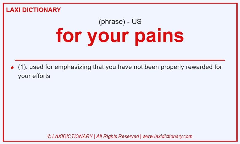 Definition for your pains in American English