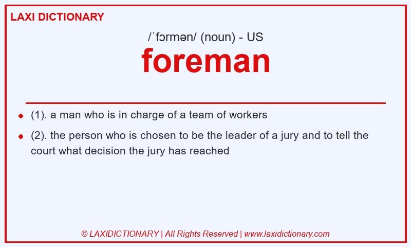 Definition foreman in American English