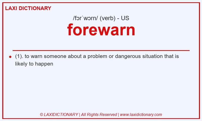Definition forewarn in American English