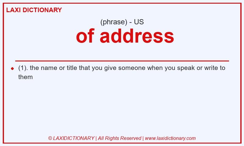 Definition  of address in American English