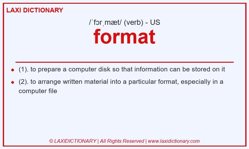 Definition format in American English