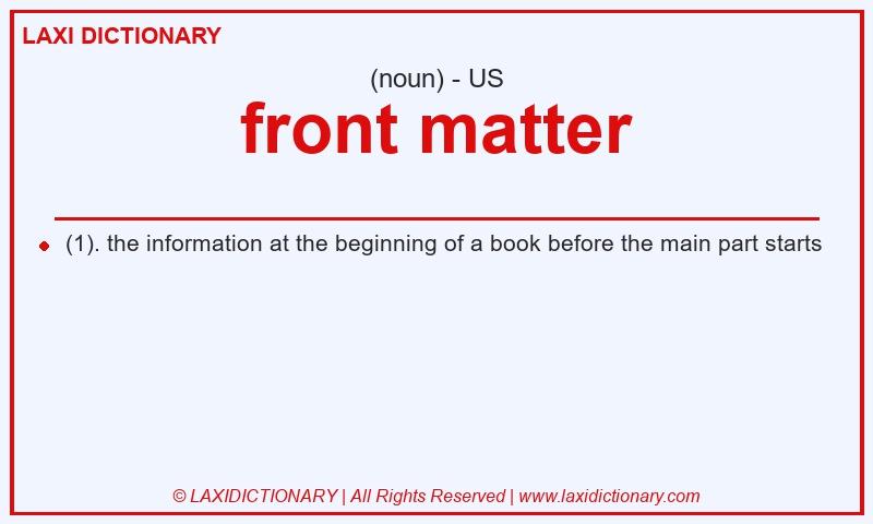 Definition front matter in American English
