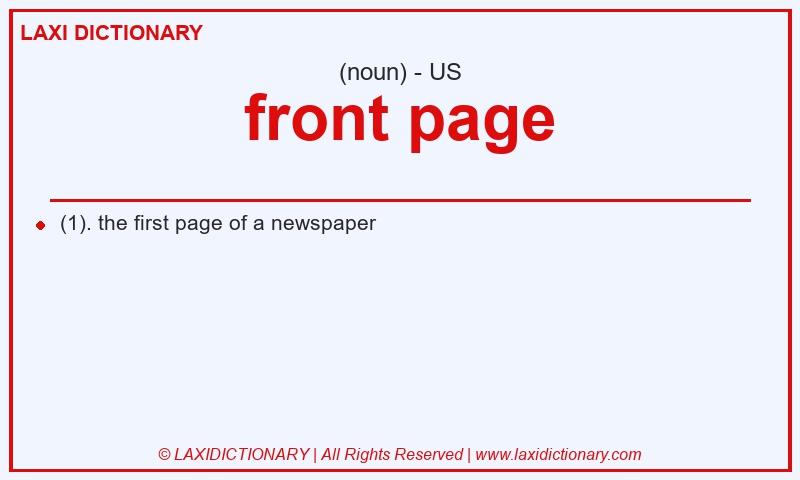 Definition front page in American English