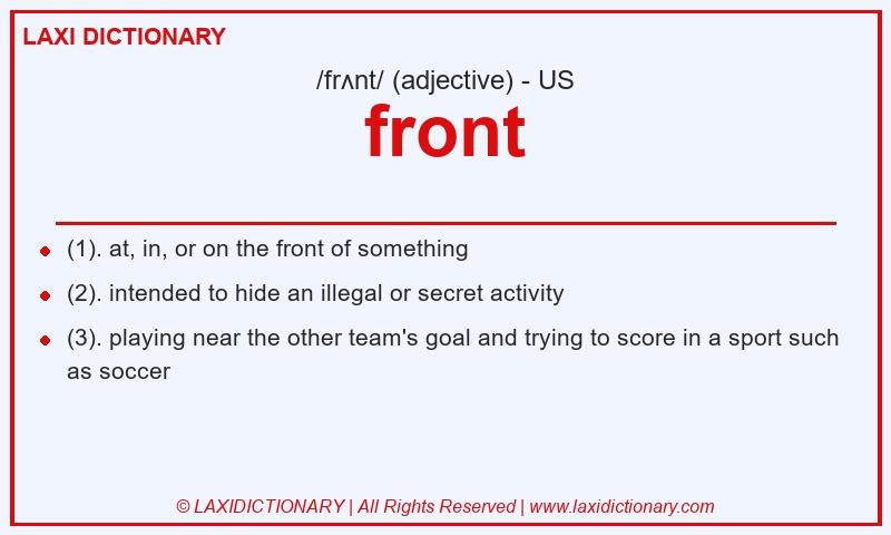 Definition front in American English