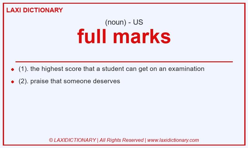 Definition full marks in American English