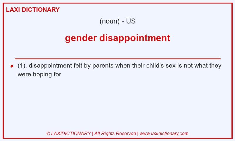 Definition gender disappointment in American English