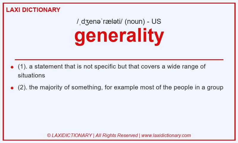 Definition generality in American English