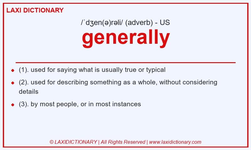 Definition generally in American English